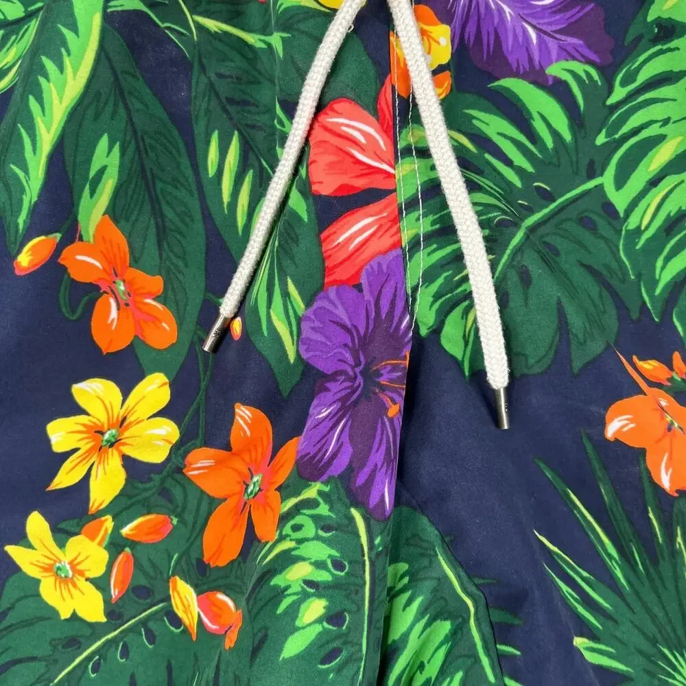 Polo Ralph lauren Lined Hawaiian Print Swim Trunks Bathing Suit Mens Small